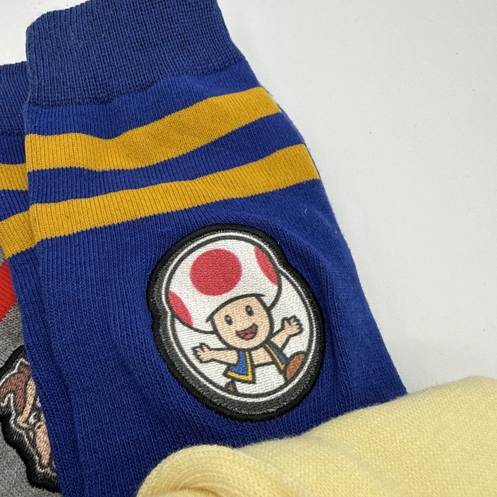 Super Mario Princess Peach, Toad & Donkey Kong 3pk Crew Socks Mens 8-12 NEW